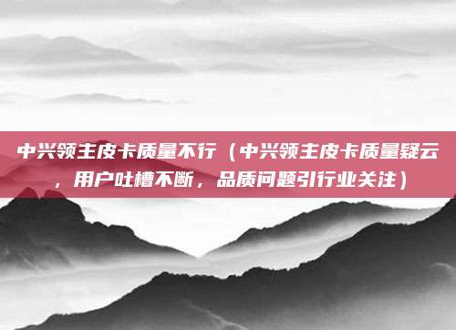 中兴领主皮卡质量不行(中兴领主皮卡质量疑云,用户吐槽不断,品质问题引行业关注)
