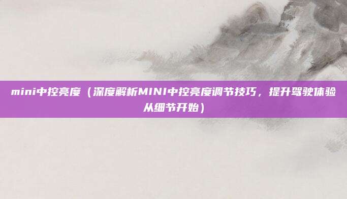 mini中控亮度(深度解析MINI中控亮度调节技巧,提升驾驶体验从细节开始)