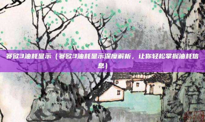 赛欧3油耗显示(赛欧3油耗显示深度解析,让你轻松掌握油耗信息)