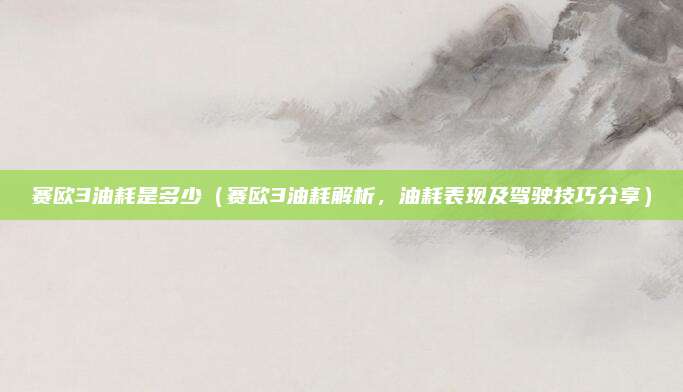 赛欧3油耗是多少（赛欧3油耗解析，油耗表现及驾驶技巧分享）