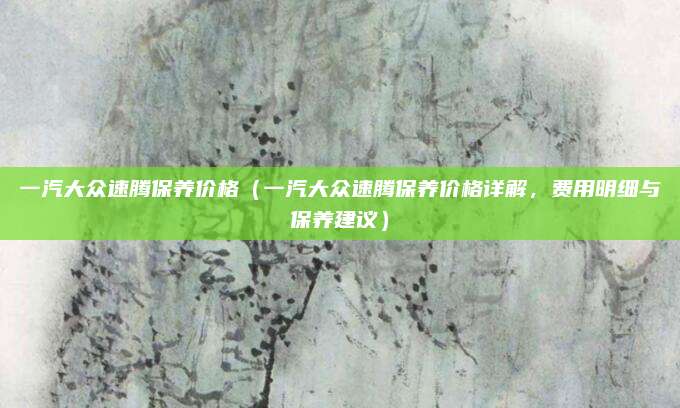 一汽大众速腾保养价格(一汽大众速腾保养价格详解,费用明细与保养建议)