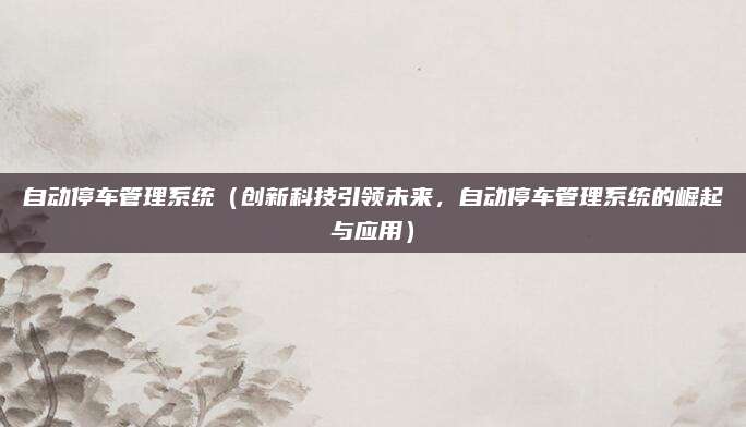 自动停车管理系统（创新科技引领未来，自动停车管理系统的崛起与应用）