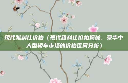 现代雅科仕价格(现代雅科仕价格揭秘,豪华中大型轿车市场的价格区间分析)