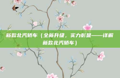 新款北汽轿车(全新升级,实力彰显——详解新款北汽轿车)