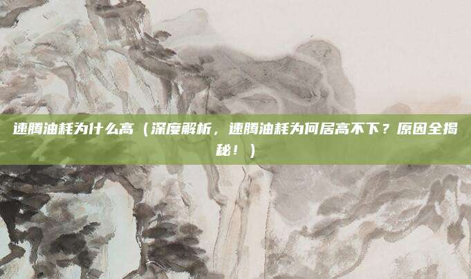 速腾油耗为什么高(深度解析,速腾油耗为何居高不下?原因全揭秘!)