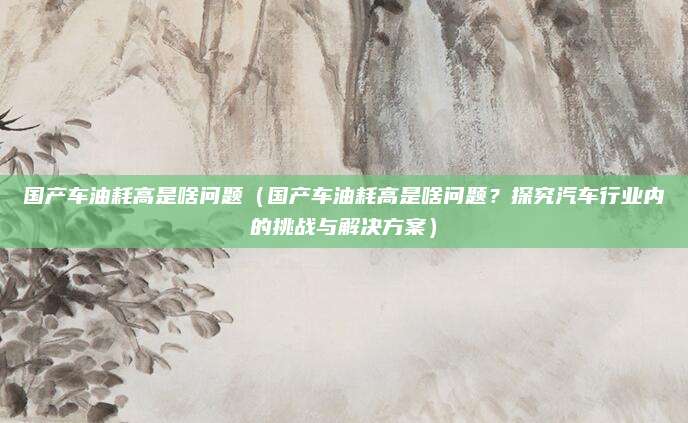 国产车油耗高是啥问题(国产车油耗高是啥问题?探究汽车行业内的挑战与解决方案)