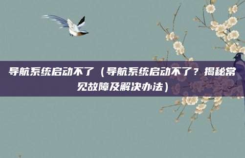 导航系统启动不了（导航系统启动不了？揭秘常见故障及解决办法）