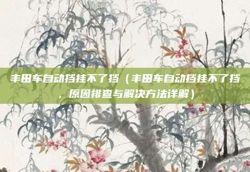 丰田车自动挡挂不了挡(丰田车自动挡挂不了挡,原因排查与解决方法详解)