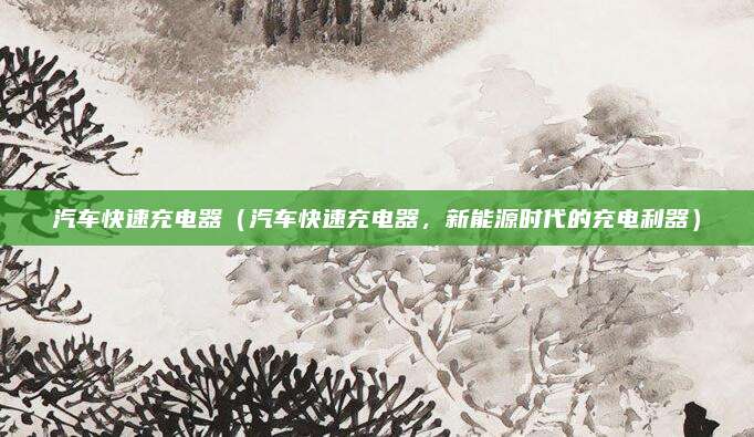 汽车快速充电器(汽车快速充电器,新能源时代的充电利器)
