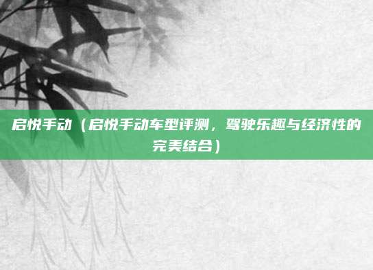 启悦手动(启悦手动车型评测,驾驶乐趣与经济性的完美结合)