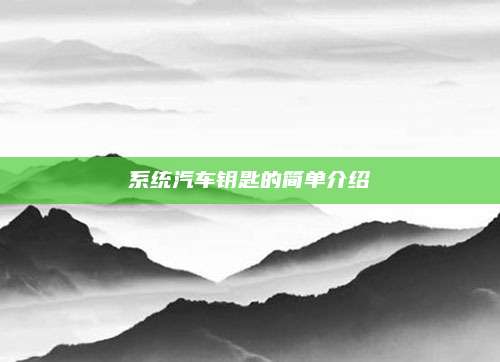 系统汽车钥匙的简单介绍