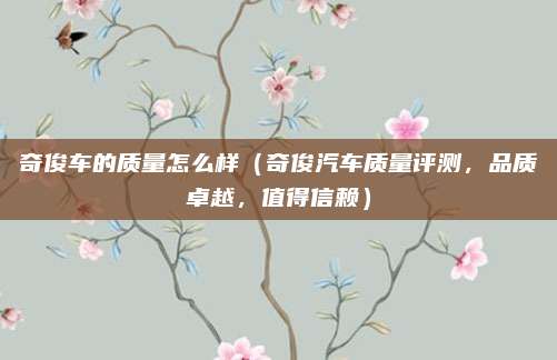 奇俊车的质量怎么样(奇俊汽车质量评测,品质卓越,值得信赖)