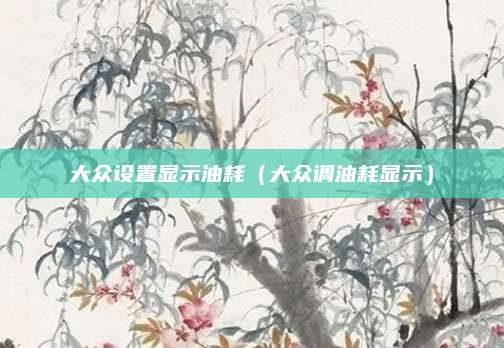 大众设置显示油耗（大众调油耗显示）