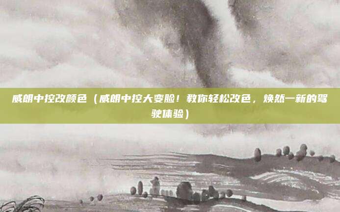 威朗中控改颜色(威朗中控大变脸!教你轻松改色,焕然一新的驾驶体验)