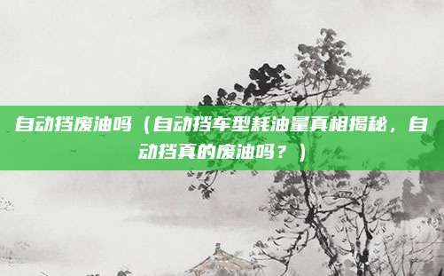 自动挡废油吗(自动挡车型耗油量真相揭秘,自动挡真的废油吗?)
