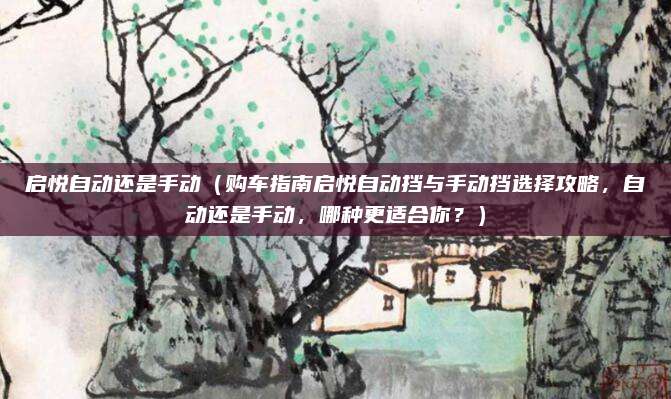 启悦自动还是手动(购车指南启悦自动挡与手动挡选择攻略,自动还是手动,哪种更适合你?)