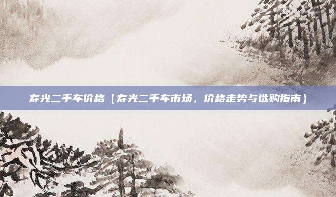 寿光二手车价格(寿光二手车市场,价格走势与选购指南)