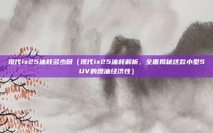 现代ix25油耗多少呀(现代ix25油耗解析,全面揭秘这款小型SUV的燃油经济性)