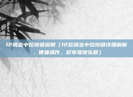 12锐志中控按键说明（12款锐志中控按键详细解析，便捷操作，尽享驾驶乐趣）