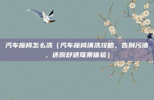 汽车座椅怎么洗（汽车座椅清洗攻略，告别污渍，还原舒适驾乘体验）