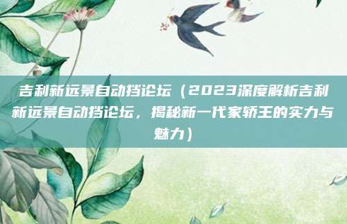 吉利新远景自动挡论坛（2023深度解析吉利新远景自动挡论坛，揭秘新一代家轿王的实力与魅力）
