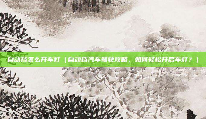 自动挡怎么开车灯(自动挡汽车驾驶攻略,如何轻松开启车灯?)
