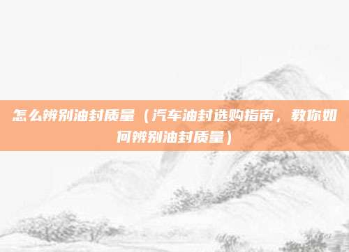 怎么辨别油封质量(汽车油封选购指南,教你如何辨别油封质量)
