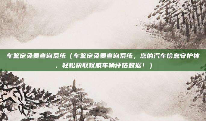 车鉴定免费查询系统(车鉴定免费查询系统,您的汽车信息守护神,轻松获取权威车辆评估数据!)
