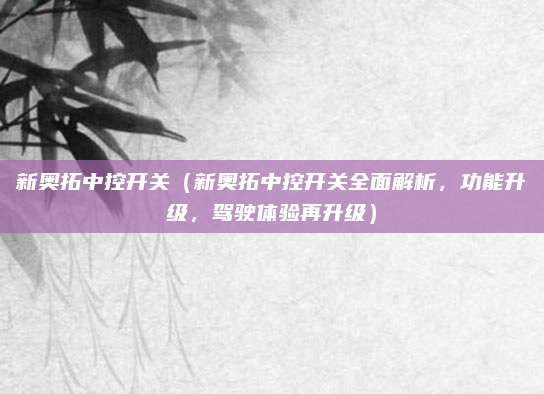 新奥拓中控开关（新奥拓中控开关全面解析，功能升级，驾驶体验再升级）