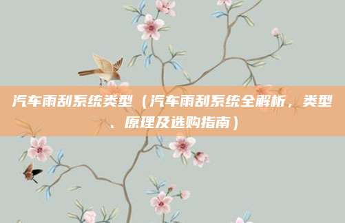 汽车雨刮系统类型（汽车雨刮系统全解析，类型、原理及选购指南）