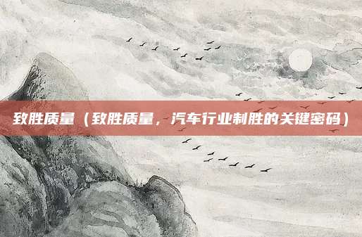 致胜质量(致胜质量,汽车行业制胜的关键密码)