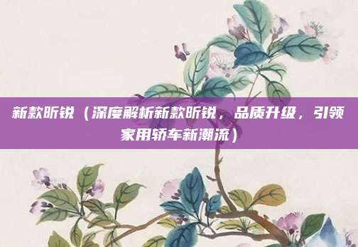 新款昕锐(深度解析新款昕锐,品质升级,引领家用轿车新潮流)