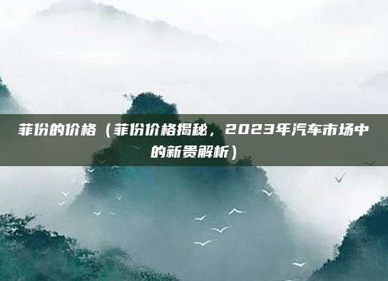 菲份的价格(菲份价格揭秘,2023年汽车市场中的新贵解析)