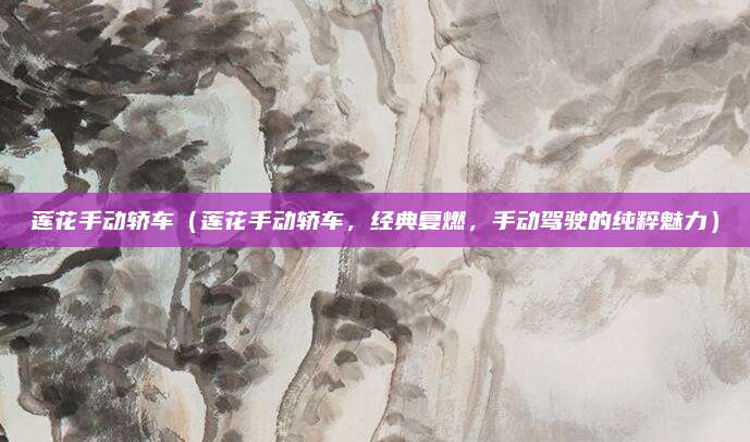 莲花手动轿车(莲花手动轿车,经典复燃,手动驾驶的纯粹魅力)