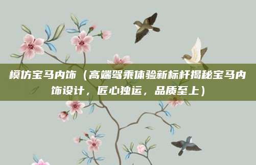模仿宝马内饰（高端驾乘体验新标杆揭秘宝马内饰设计，匠心独运，品质至上）