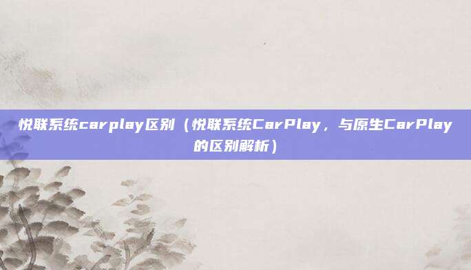 悦联系统carplay区别(悦联系统CarPlay,与原生CarPlay的区别解析)