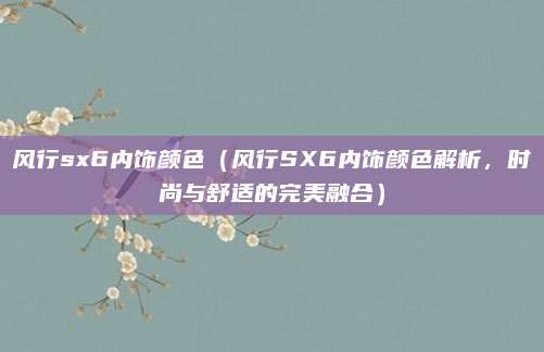 风行sx6内饰颜色(风行SX6内饰颜色解析,时尚与舒适的完美融合)