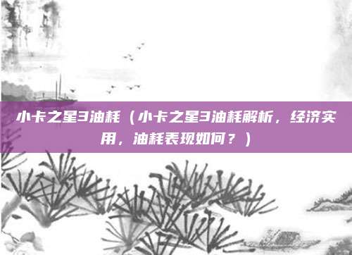 小卡之星3油耗(小卡之星3油耗解析,经济实用,油耗表现如何?)