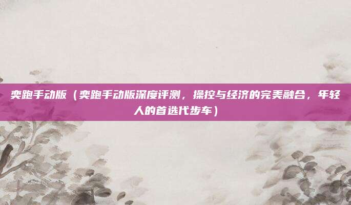 奕跑手动版(奕跑手动版深度评测,操控与经济的完美融合,年轻人的首选代步车)