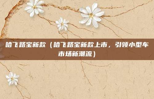 哈飞路宝新款(哈飞路宝新款上市,引领小型车市场新潮流)
