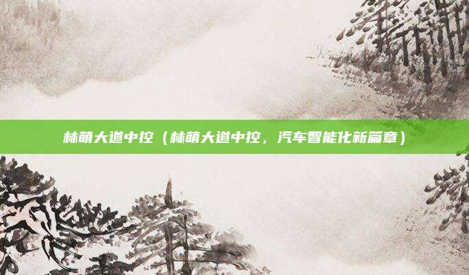 林萌大道中控(林萌大道中控,汽车智能化新篇章)