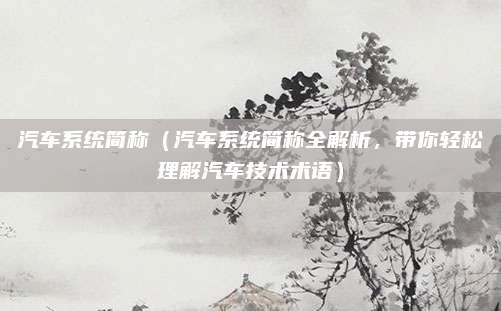 汽车系统简称（汽车系统简称全解析，带你轻松理解汽车技术术语）