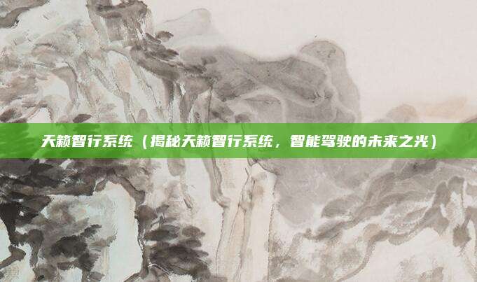 天籁智行系统（揭秘天籁智行系统，智能驾驶的未来之光）