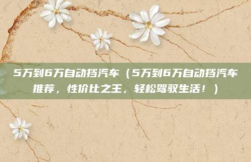5万到6万自动挡汽车（5万到6万自动挡汽车推荐，性价比之王，轻松驾驭生活！）