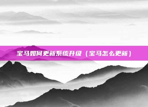 宝马如何更新系统升级(宝马怎么更新)