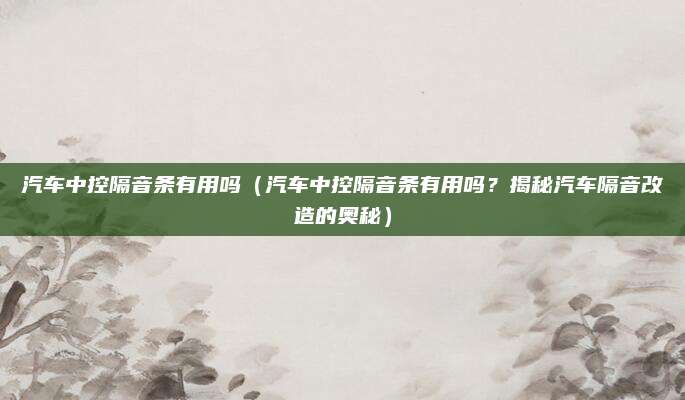 汽车中控隔音条有用吗(汽车中控隔音条有用吗?揭秘汽车隔音改造的奥秘)