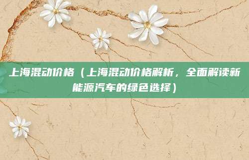 上海混动价格(上海混动价格解析,全面解读新能源汽车的绿色选择)