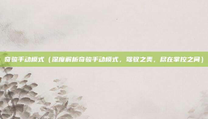 奇骏手动模式(深度解析奇骏手动模式,驾驭之美,尽在掌控之间)