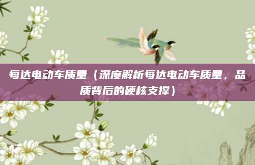 每达电动车质量(深度解析每达电动车质量,品质背后的硬核支撑)