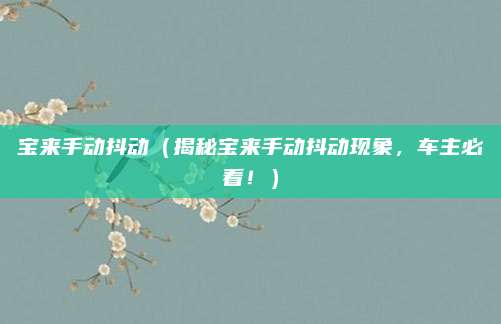 宝来手动抖动（揭秘宝来手动抖动现象，车主必看！）